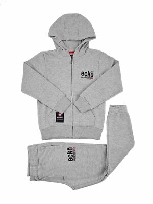 Ecko Unltd. Trainingsanzug Jungen Grau Prestige Baumwolle Kinder Unisex 2-teilig Trainingsanzug Set