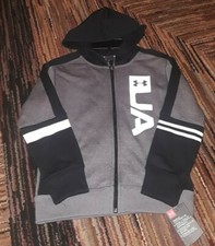NWT UNDER ARMOUR BOYS ZIP UP HOODIE HOODY JACKET GREY GRAY Sz 6