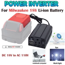 Power Supply Inverter For Milwaukee 18V Li-ion Battery DC 18V to AC 110V 200W US