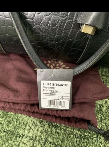 Mulberry Women’s Bayswater Black Croc Embossed Leather Bag & Dust Bag L - Picture 2 of 23