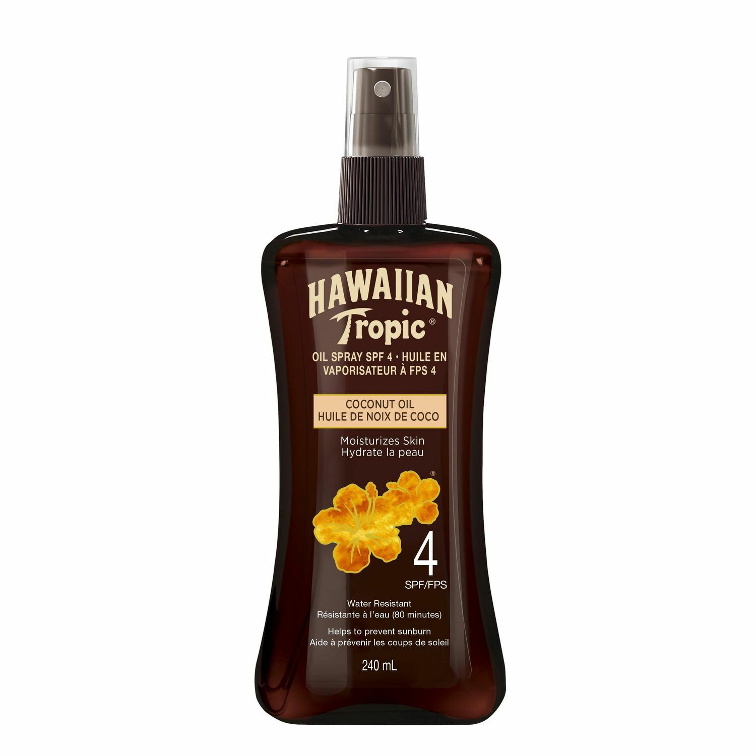 2Pack HAWAIIAN TROPIC TANNING OIL COCONUT SPRAY SPF4 SUNSCREEN 240ml