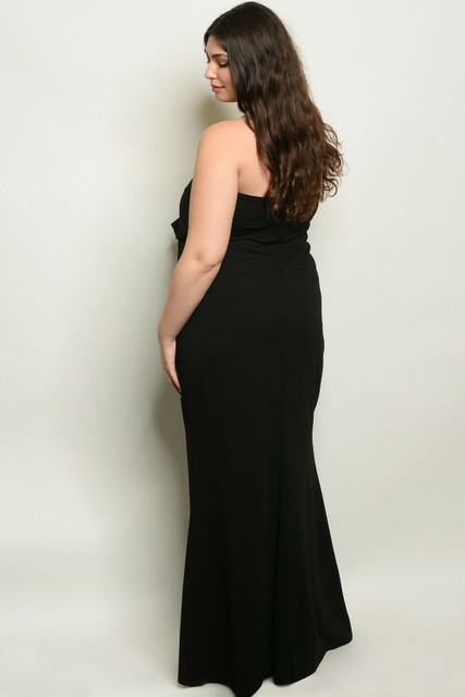 Womens Plus Size Black Strapless Gown 3X Tie Front Maxi Dress Formal | eBay