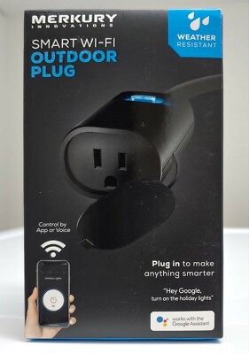 MERKURY Smart Wi-Fi Outdoor Plug Weather Resistant App Control MI-OW101-101W NEW