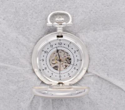 Mechanische Taschenuhr versilbert - MESSERSCHMITT Landung WW2 -02