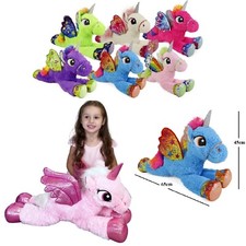 Magie Einhorn Glanz Plüsch 60cm Weiche Pony Pferd Mit Flügel Glücksbringer