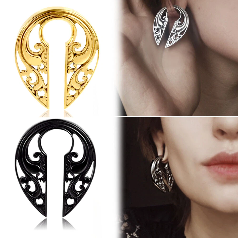 2PCS Ear Weights Hangers Ear Plugs Tunnels Stainless Steel Body