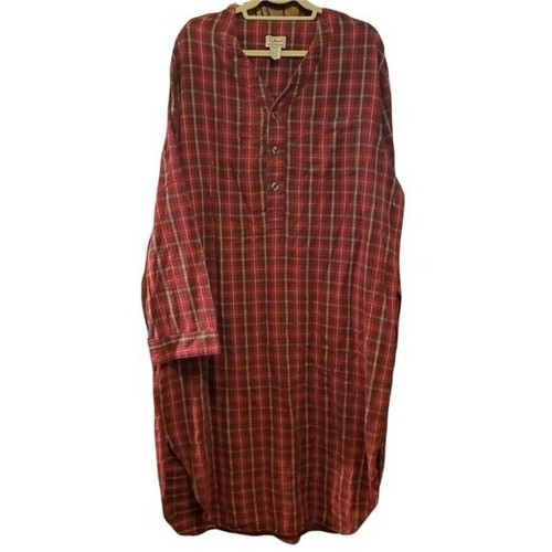 LL Bean Men's Red Flannel Nightshirt 