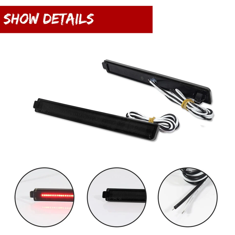 2X Luces de señalización laterales traseras LED completas ahumadas para Cadillac 2008-13 CTS, 09-13 CTS V Foto 3 de 4