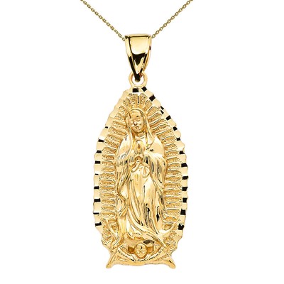 Gold The Blessed Virgin Mary-Our Lady of Guadalupe Pendant Necklace