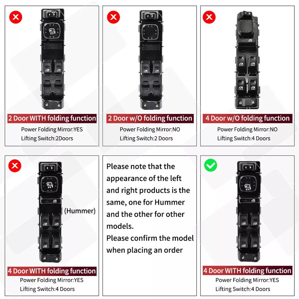 15883320 Power Window Switch Front Driver Left Side Black fits Chevy