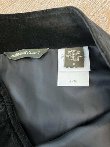 Eddie bauer black soft velvet A-line skirt Sz 8 Cotton Waist 32” Length 24” - Picture 2 of 6