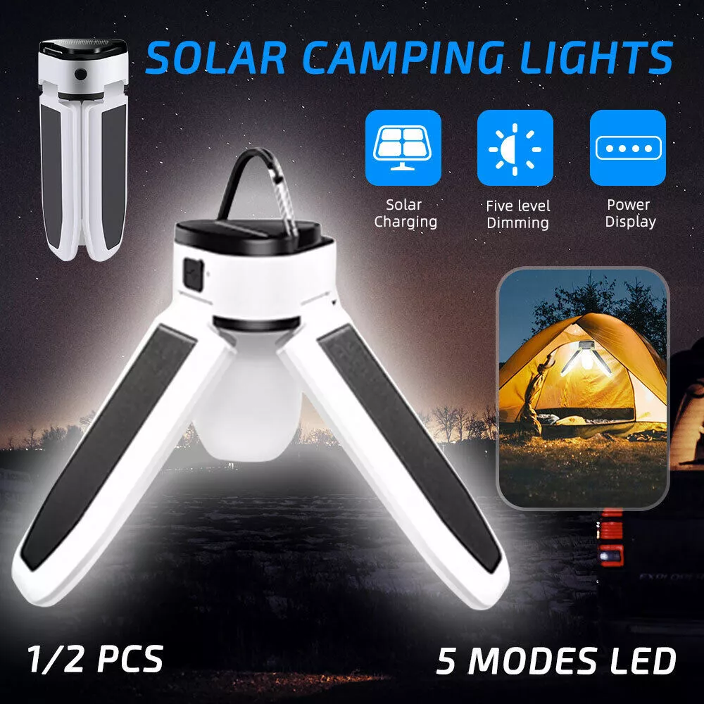 Solar LED Camping Light Bulb Outdoor Hiking Tent Lamp Lantern USB  Rechargeable