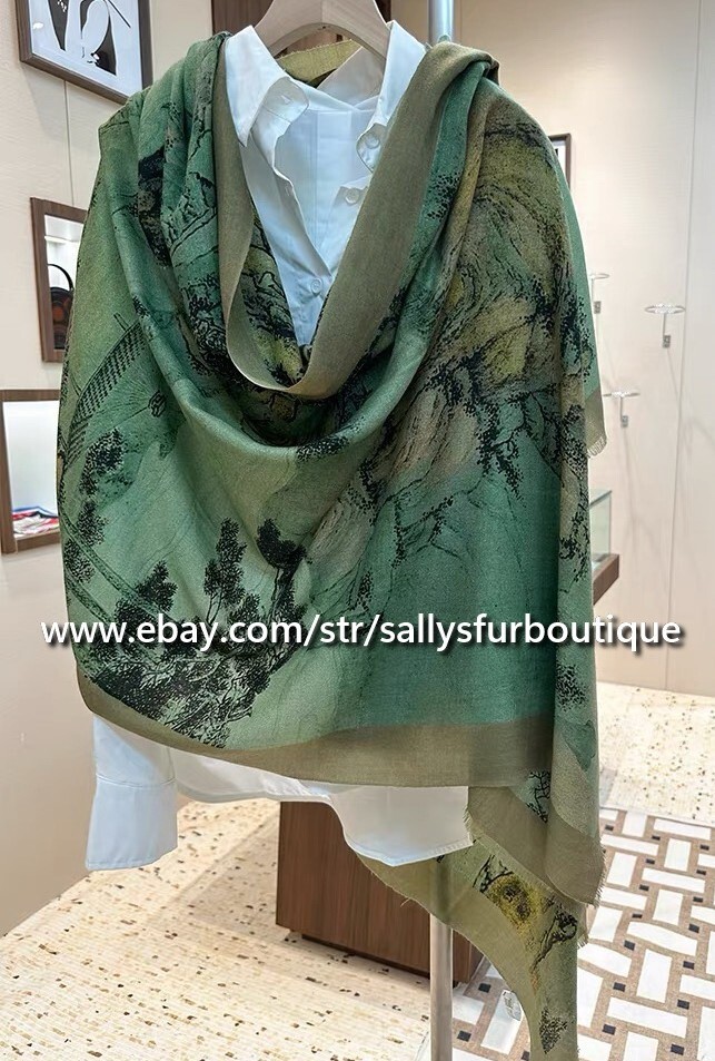 Sallys Soft Cashmere Ring Scarf Wrap Shawl Oriental Painting Design 78x39 Inches