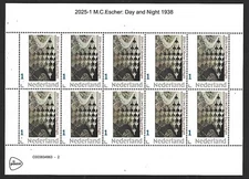 Netherlands 2025-1  MC Escher :  Day and night 1938   sheetlet postfris u