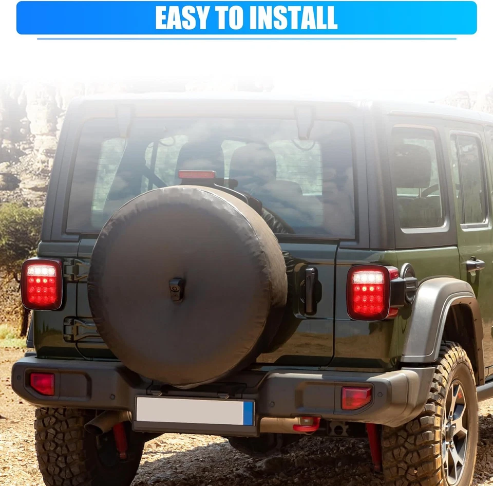 for Jeep Wrangler TJ CJ Tail Lights 7" LED Headlights Fog Turn Signal Light Kit - Image 4 of 4