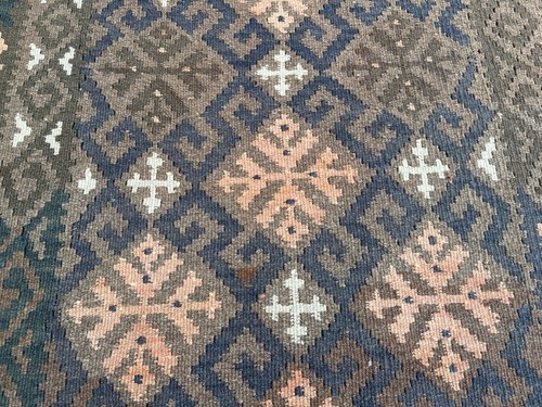 Vintage Brown Afghan Maimana Wool Kilim Rug | Flatweave Caucasian Inspires kilim - Picture 6 of 13