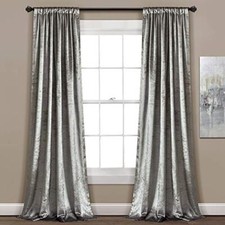 Silver Velvet Dream Solid Color Luxury Shimmery Window Curtain Panel Set pair