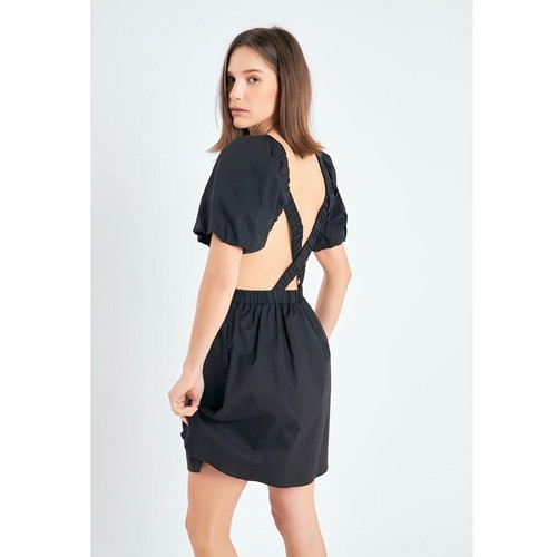 Anthropologie English Factory Woman Black CUT-OUT POPLIN MINI DRESS, Size XS - Picture 4 of 12