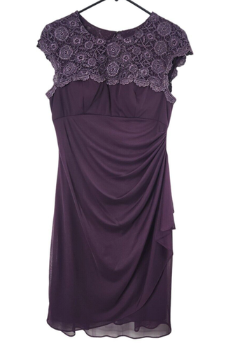 Alex Evenings Womens Sz 6 Sleeveless Dress Floral Chiffon & Lace Purple Gathered - Afbeelding 1 van 6