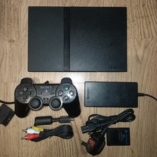 Sony PlayStation 2 Slim Charcoal Black Console, Model SCPH-75003 & All Cables!