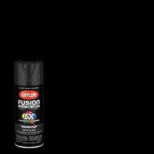 Krylon K02732007 Satin Black Fusion All-in-One Spray Paint 12 oz. (Pack of 6)