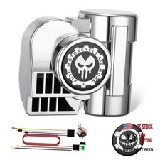 Train Horn for Motorcycle 12V, Loud Air Horn Kit for Car Truck upgraded silver