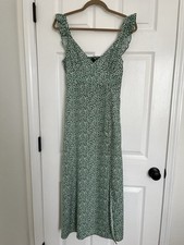 Fashion Nova Women’s Small Floral Green Dress Strappy Summer