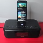 iHome Black Audio Dock Speaker Alarm Clock USB Charging for iPhone iPad iPod