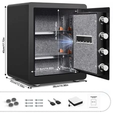 2.0 Cub Safe Box, Home Safe with Backlit Touch Screen Dual Alarm Mute Mode Black