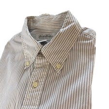 Brooks Brothers Shirt Mens 17x35 Blue Striped LS Dress Cotton Made In USA