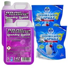 PROline Summer Rainbow 10L Laundry Liquid and 100 WOW Dishwasher Pods