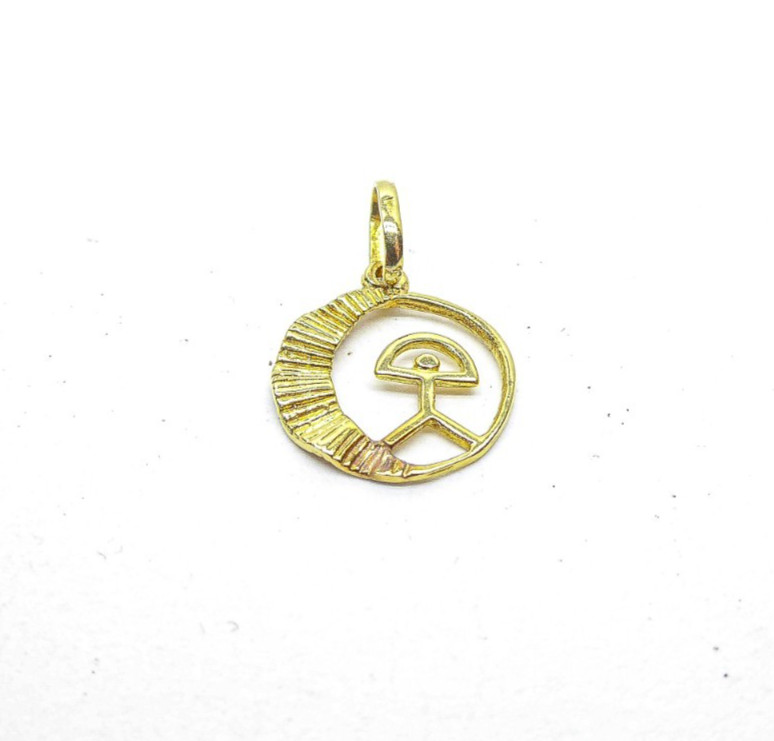 Dije de oro de 18 quilates Indalo hombre buena suerte oro amarillo colgante caja de regalo tradicional