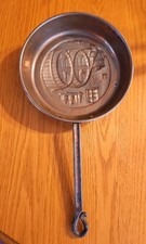 Decorative Pan Copper Finish Brass Embossed Image Casks Cellar Long Handle Hangs