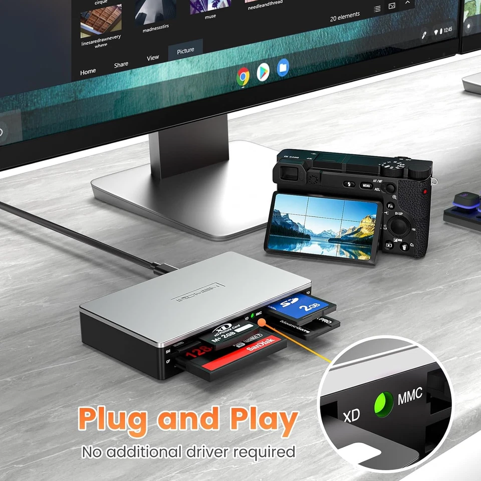 SmartMedia Card Reader Writer All-in-1 USB Universal Multi Silver-17-in-1-S3  - Image 4 of 4