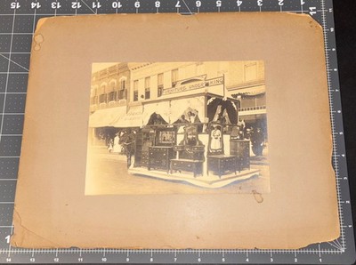 1890s Furniture Store PARADE FLOAT Woman in Mirror REFLECTION Antique Vtg PHOTO