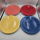 Fiestaware Lot Of 4 - 10 1/2" Dinner Plate - Red Blue Yellow Flamingo Fiestaware