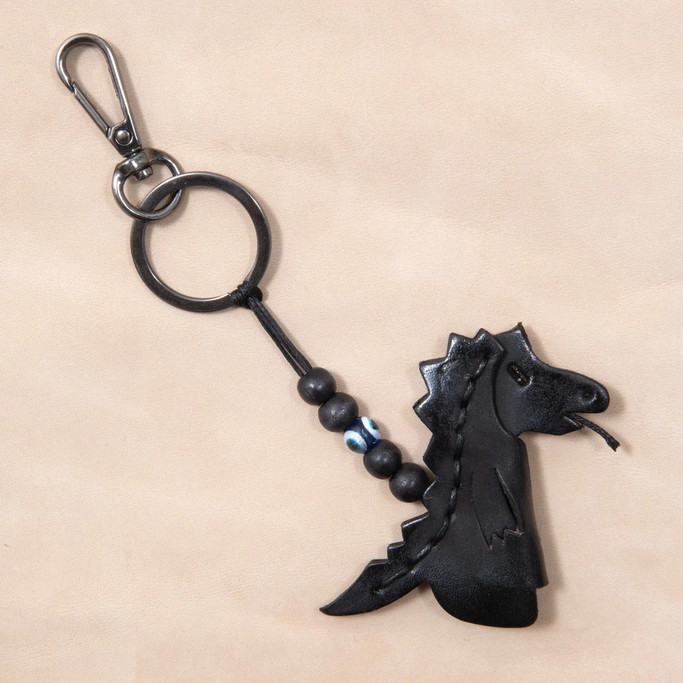 Llavero de cuero dragón hecho a mano fantasía animal encanto regalo para mujeres hombres conductores Foto 4 de 4