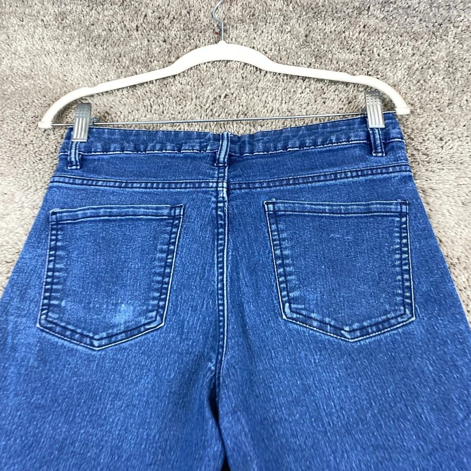 Pantalones de mezclilla rectos Basic Editions para mujer talla 4 azul tiro medio lavado 5 bolsillos Foto 4 de 4