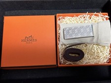 Hermes Money Clip Silver 925 Mosaic H logo design geometric pattern Pre-owned