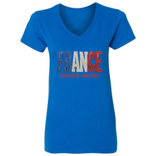 France Jamais Deux Sans Trois 2026 Soccer Fans Ladies' V-Neck Tshirt