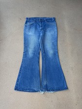Vintage 80  s Levi  s 684 Orange Tab Bellbottom Flare Faded Denim Jeans Size 36x30
