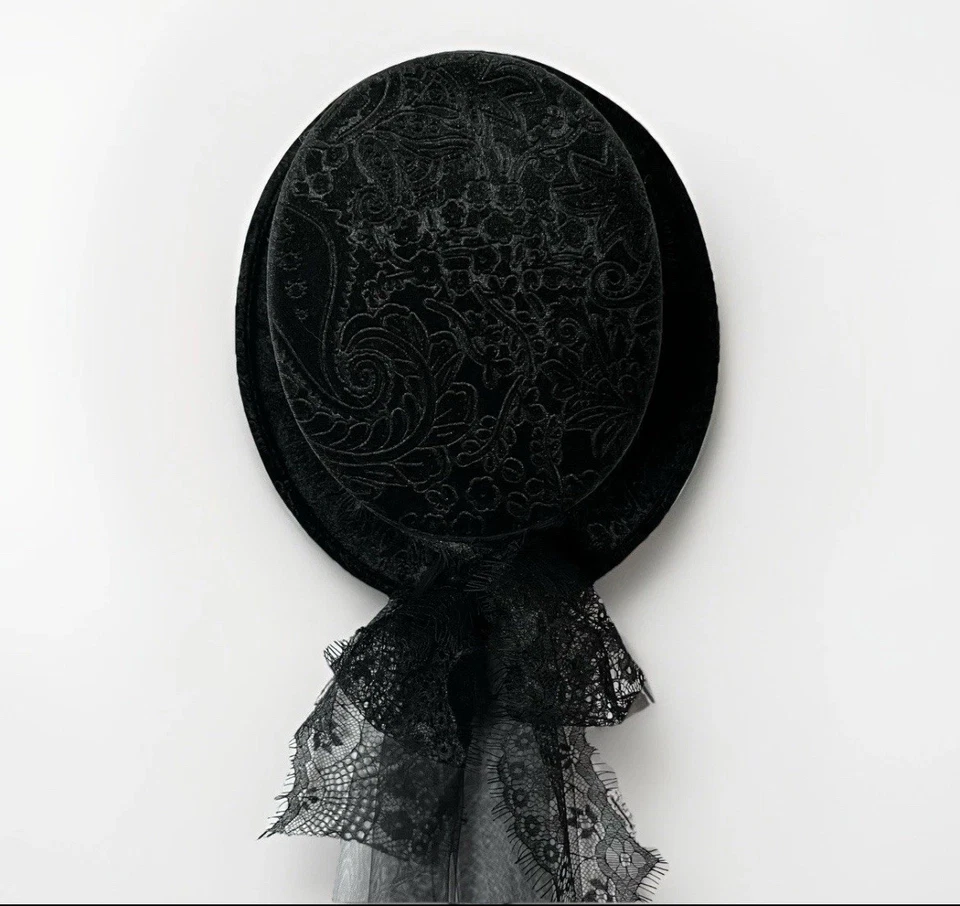 Espíritu Negro Steampunk Encaje Velo Disfraz Sombrero Top Vampiresa Gótico Juegos con disfraces Magia Foto 4 de 4