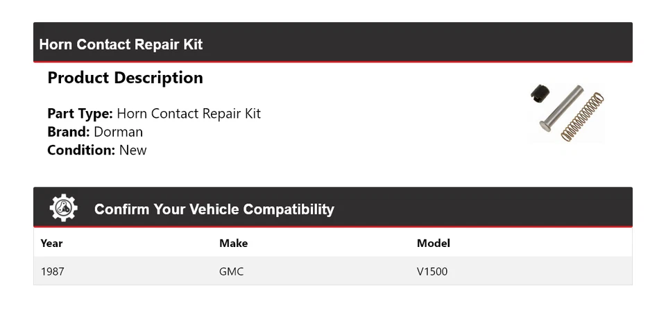 Kit de reparación de contacto de bocina Dorman GMC V1500 1987 Foto 2 de 4