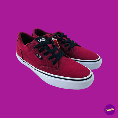 Klassische Vans Authentic Canvas Schnürschuhe Sneaker, Burgundy, UK 6,5 / EU40 / US7,5