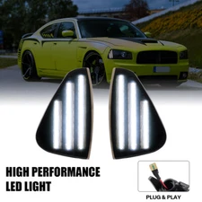 Full LED Front Side Marker Light Smoked Corner Turn Signal For 2006-2010 Charger