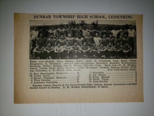 Dunbar Township Leisenring Pennsylvania High School 1929 Football Team Picture - 第 1/1 張圖片