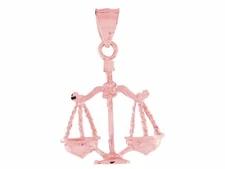JackAni 10k or 14k Rose Gold Dazzling Libra Zodiac Sign Pendant