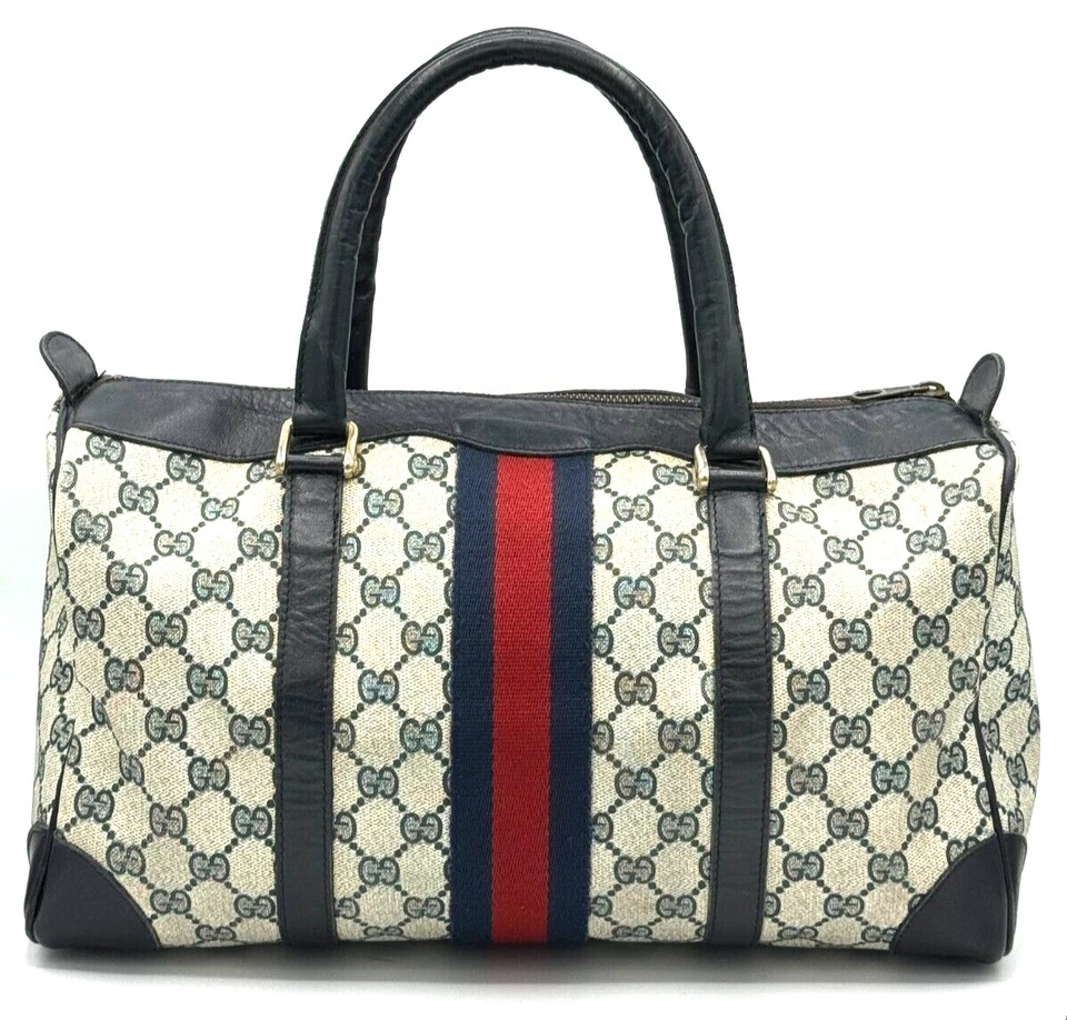 Vintage Gucci Sherry Line Mini Bolsa Boston Couro PVC Autêntico "Feito na ITÁLIA" - Imagem 2 de 4