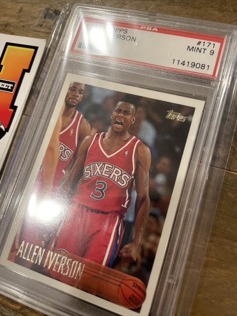ALLEN IVERSON Rookie Card 1996 Topps #171 PSA 9 MINT RC NON