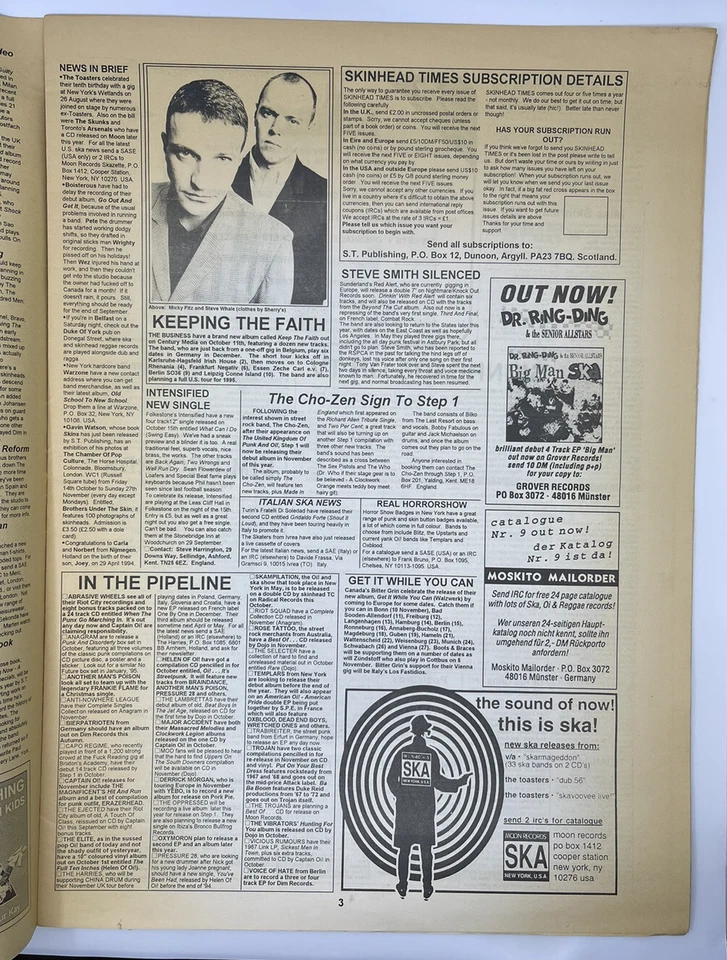 Skinhead Times newspaper 15 Oct - Dec 1994 UK Oi! Punk Ska George Marshall - Image 4 of 4